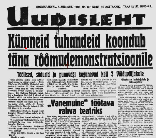 Estonia 1940 newspaper